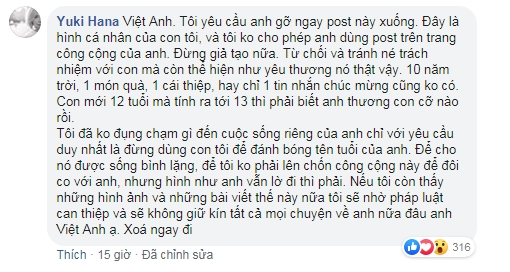 Viết tâm thư thương nhớ con gái, Việt Anh bị vợ cũ vào tận trang cá nhân bình luận: ‘Đừng giả tạo nữa’ - Ảnh 2