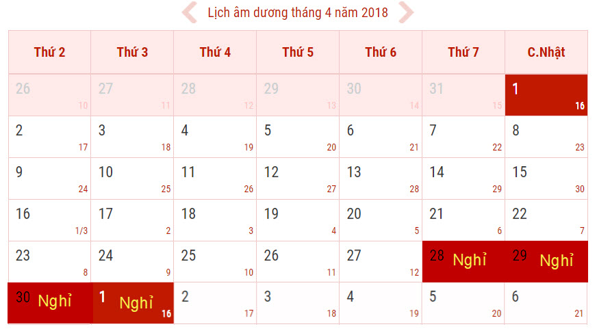 Lịch nghỉ dịp giỗ Tổ Hùng Vương, 30/4 và 1/5 năm 2018 mấy ngày? - Ảnh 2