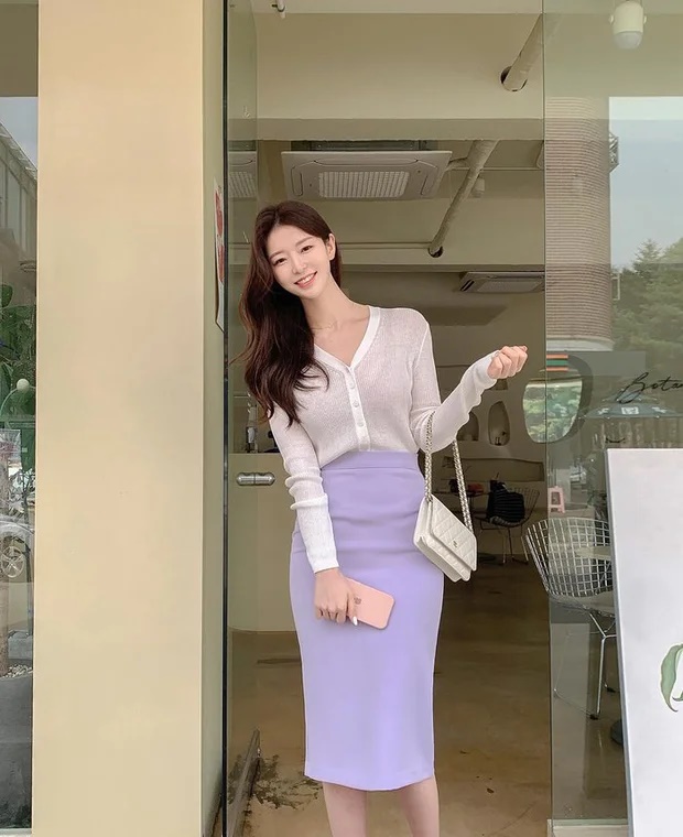 Học gái xinh xứ Hàn toàn diện váy bút chì đi làm vừa sang vừa khoe dáng - Ảnh 10