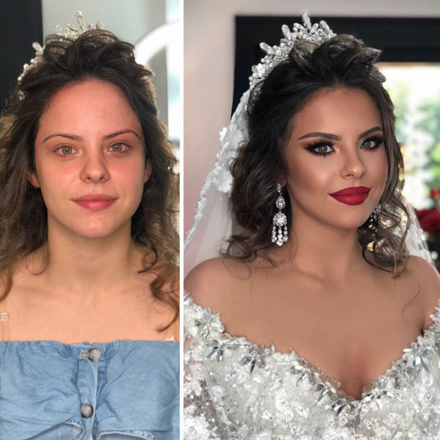 11 bức ảnh cô dâu trước và sau khi trang điểm của thợ makeup có tâm - Ảnh 5