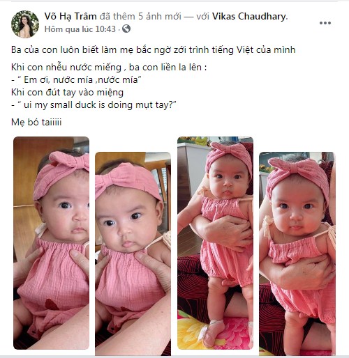 Phản ứng không thể bất ngờ hơn của tiểu công chúa nhà Võ Hạ Trâm khi nghe bố Ấn Độ nói chuyện bằng tiếng Việt với mình - Ảnh 2